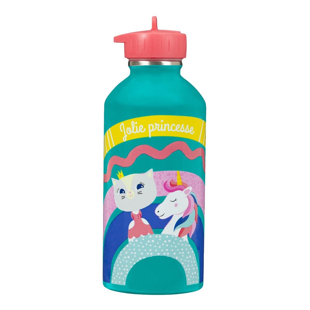 Draeger Paris Stainless Steel Water Bottle – Easy to Clean – Reusable Drinking Bottle – Ideal for Park, School – Capacity 300 ml – 17 cm x 6.5 cm – Green – Message Reading: Pretty Princess