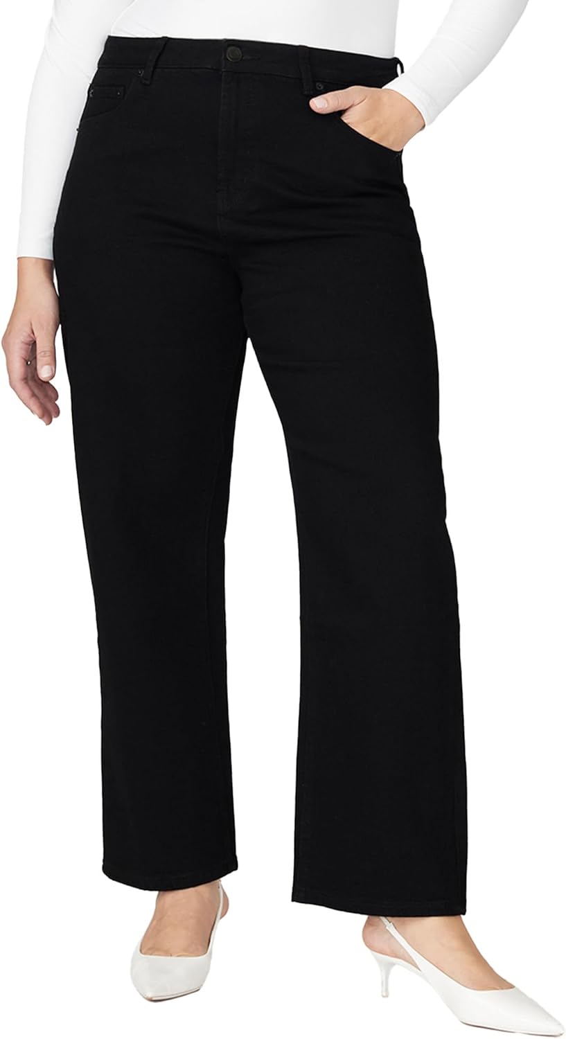ELOQUII Women's Plus Size The Naomi Comfort Stretch Straight Leg Jean