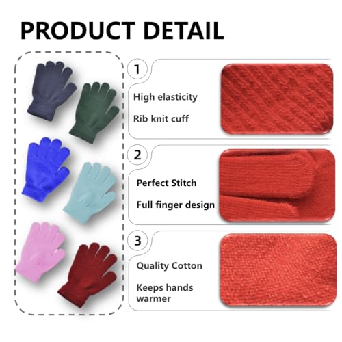2 Pairs Kid Winter Gloves Toddler Solid Knit Warm Stretchy Magic Gloves for Boys Girls4