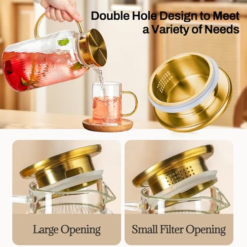 Buaic 2 PACK Glass Pitcher with Lid, 68 oz Glass Carafe with Silicone Base - Image 6