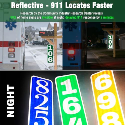 Image of Reflective House Numbers Address sign - Rustproof Metal Signs for Outside
