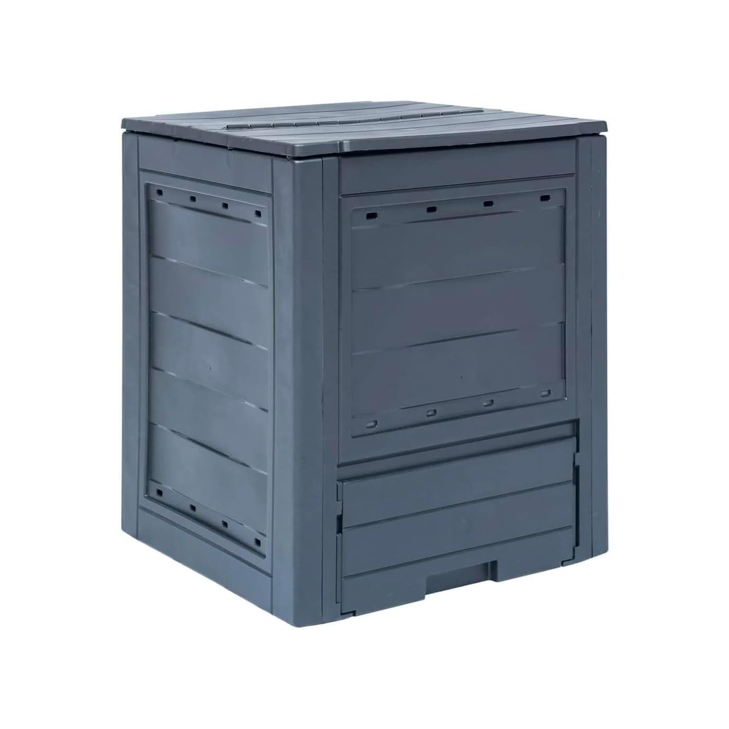 Avilia Contenitore per Compostaggio da Giardino - Compostiera con Accesso Frontale, in Polipropilene, 260L, 60x60x73cm, Nera, Made in Italy
