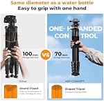 K&F Concept Tripod, 75" Camera Tripod with Remote and 2-in-1 Phone Holder,Travel Phone Tripod with 360° Rotation Metal Ball Head Load Capacity 17.6lbs,Lightweight Outdoor Tripods for DSLR Camera