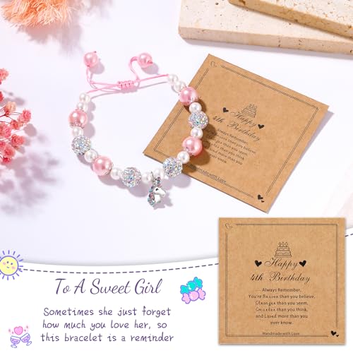 Unicorn Charm Bracelet for Girls - Adjustable Pink Pearl Kids Bracelet for Toddler Girls 4-12 Year Old- Daughter Granddaughter Child's Jewelry Gift for Birthday Christmas gifts3