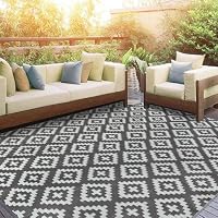 Homcomodar Outdoor Teppich 120x180cm Kunststoff Stroh Teppiche Reversible Matte UV-beständige Camping Matte Patio Teppich Wasserdichter Außenbereich Teppiche für Pinic Patio Balkon Strand BBQ