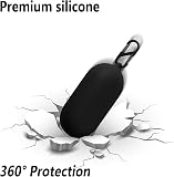 صورة جراب سيليكون واقي لحافظة سماعة أنكر ساوند كور (Anker Soundcore V20i) مع ميدالية وسلسلة مفاتيح مضادة للضياع (أسود) - السماعات والصوتيات - صورة 3