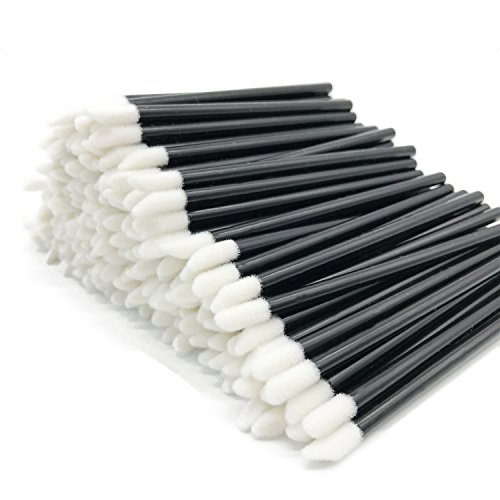 maymiiAZB 200 piezas desechables cepillos de labios pintalabios brillo varitas Aplicador Maquillaje herramienta Kits, Negro