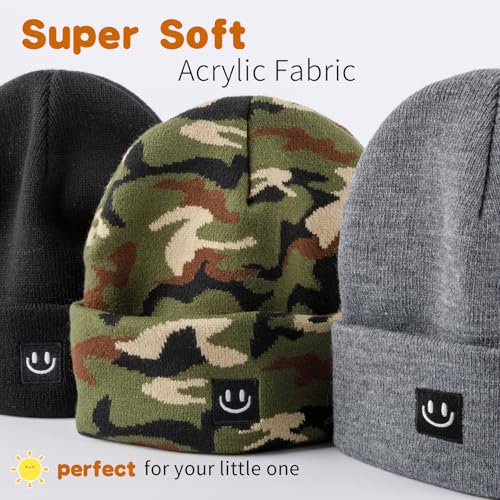 3 Packs Baby Beanie Cute Toddler Beanies Kids Winter Hat Boys Girls Warm Knit Hats Infant Beanie for 0-8 Years2