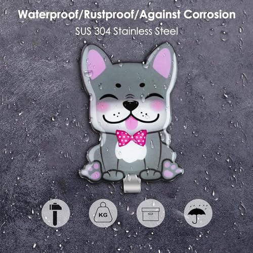 MORCART 4 Stück haken für kinderhandtuch Handtuchhaken Edelstahl Wandhaken für Küche Badezimmer Wohnzimmer zum Aufhängen an Handtuchhaltern (Hund)