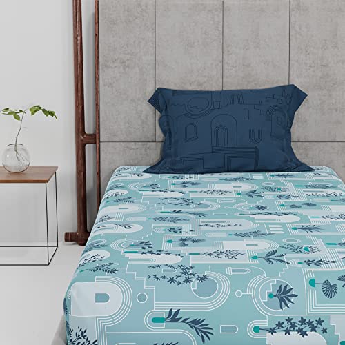 Image of Trident 144 Thread Count 100% Cotton Bedsheet, Single Size, Abu Dhabi Blue