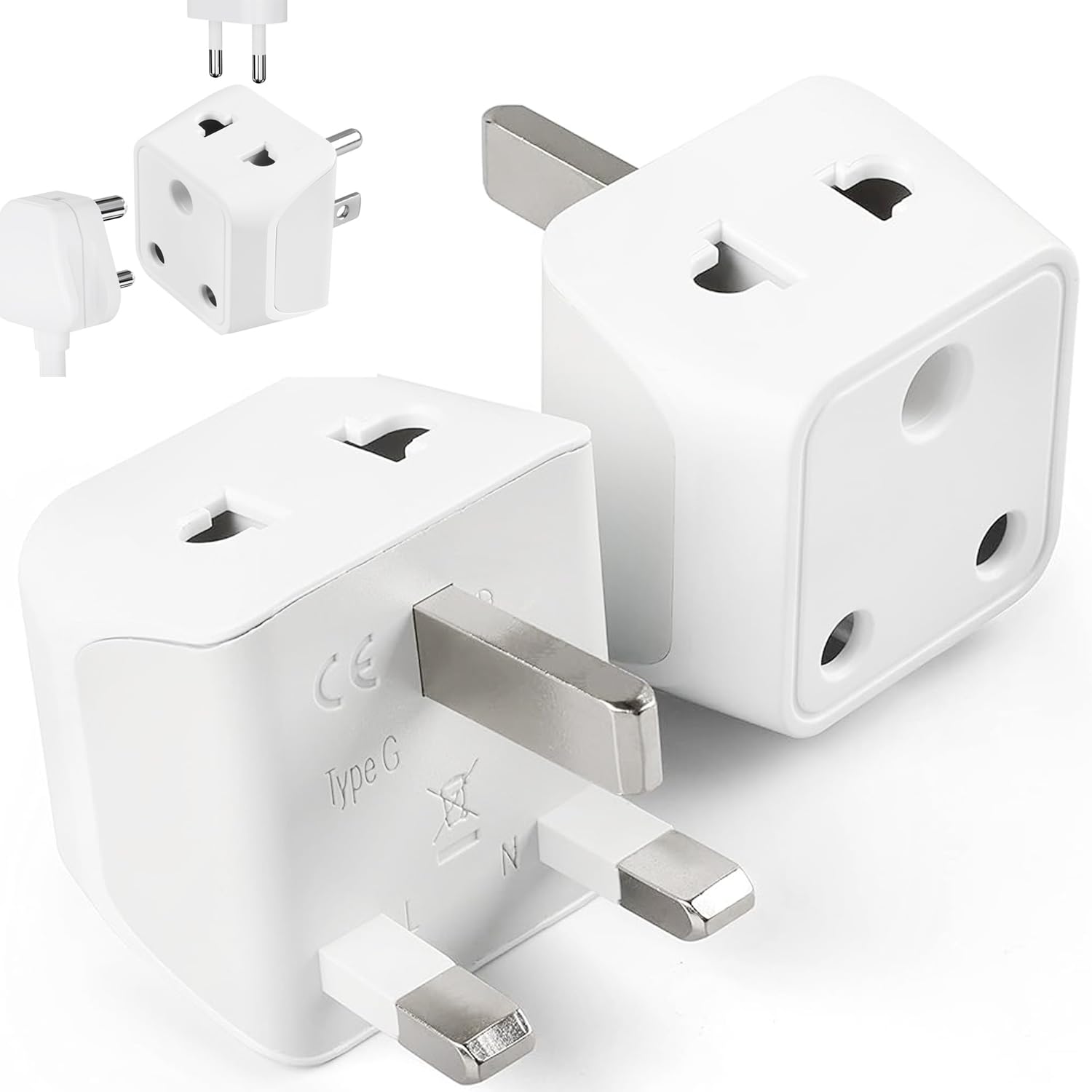 Ceptics India to UK, UAE Travel Adapter Plug – 2 in 1 Hong Kong Adapter - Type G - CE Certified - RoHS Compliant – White - 2 Pack - Lifetime Limited Warranty-picture-19