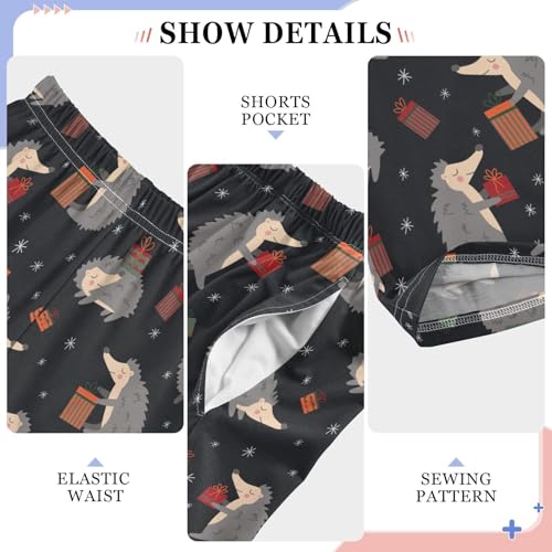 ZZXXB Christmas Hedgehog Gift Boys Long Pants Soft Trousers Elastic Waist Kids Lounge Bottoms with Pockets S-XL4