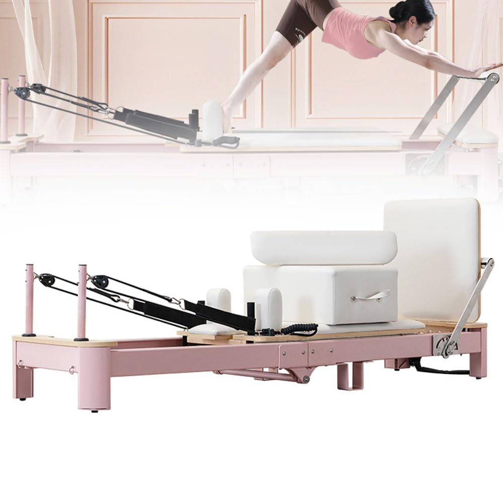 Pilates Reformer Machine, Macchina e Attrezzatura Pieghevole per Pilates con 6 Molle, Accessori Versatili, Lega di Alluminio, per Palestra Commerciale e Domestica