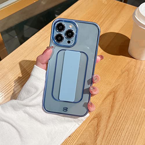 Coque iPhone 12 Pro Max transparente avec support bracelet bleu chic anti-choc