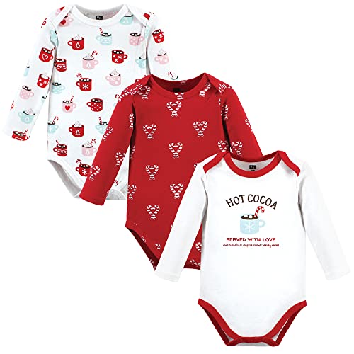 Image of Hudson Baby baby-girls Cotton Long-sleeve Bodysuits 3-pack