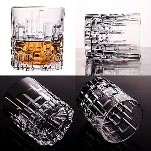 Image of WQR Premium Stylish Old Fashion Rocks Tumblers Lead-Free Whiskey Glasses 300 ml for Scotch Bourbon Cognac Brandy Cocktail Whiskey Transparent Set of 4 (4, VB:)