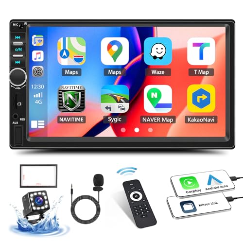 CAMECHO 7 Inch Car Stereo with CarPlay & Android Auto