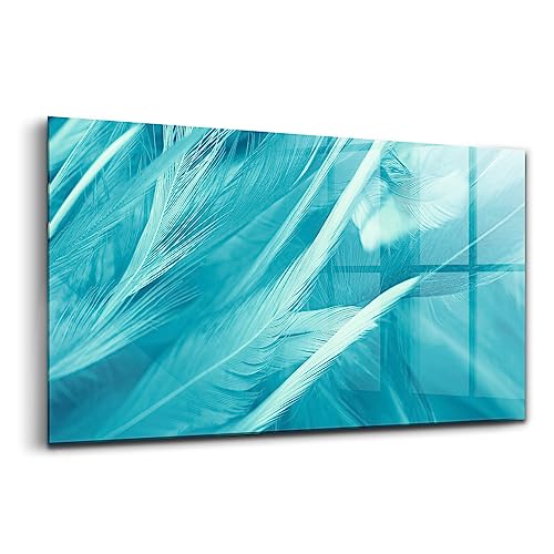 Wallfluent Peinture murale en Verre turquoise 100x50cm Décoration interieur