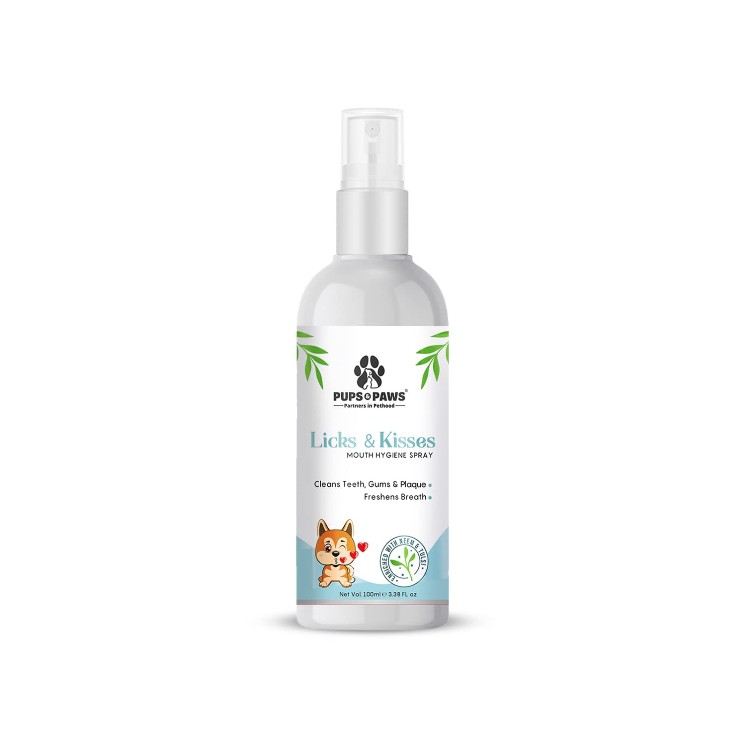 Pups & Paws Licks & Kisses Mouth Hygiene Spray for Dogs & Cats 100 ml | Breath Freshener | Fight Against Bad Breath, Gums & Plaque | Herbal Teeth Cleaning Spray |Mouth Freshener for Puppies (B09ZP57KLL) Amazon Price History, Amazon Price Tracker