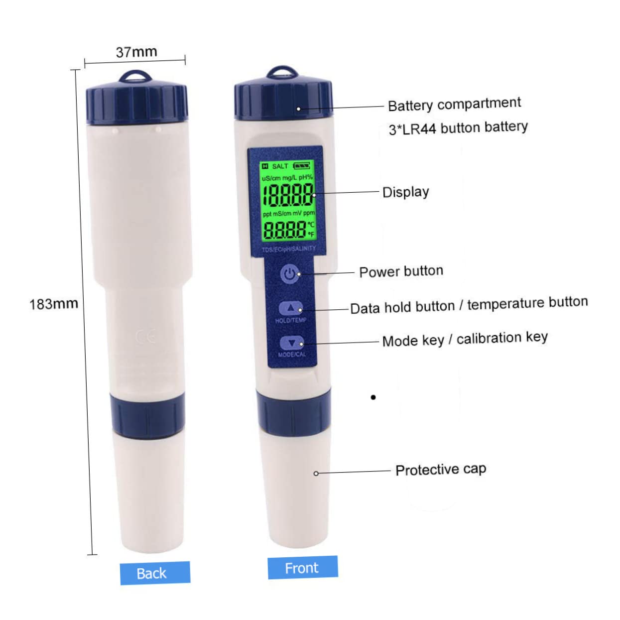 Ciieeo Medidor de Salinidad Digital para Acuarios Medidor de Calidad de Agua de Mar de Alta Precisión de Agua Salada para Uso