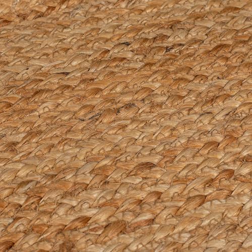 Hand Woven Oval Jute Area Rug with White Stripes Hand Braided Jute Rug for Farmhouse, Bedroom, Living Room, Dining Room, Hallway, Kitchen, Entryway (9x12 Feet Oval Rug (108x144 Inch)/(270x360 cm)) - Image 3