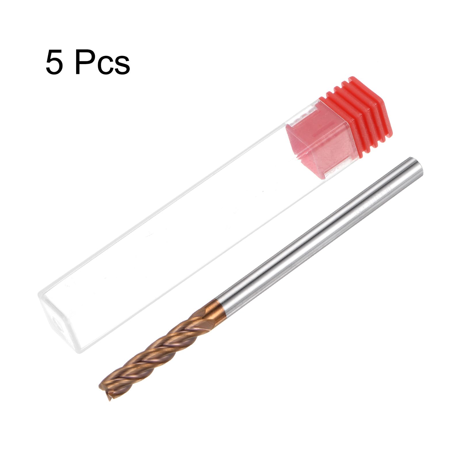 QUARKZMAN 5 Stück Karbid Vierkantfräser 6mm (15/64") Durchmesser 6mm (15/64") Schaft 100mm (4") Extra Lang HRC55 Mikrokorn Wolframkarbid 4 Schneiden Frässtift Fräser