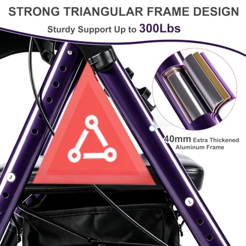 Image of Foldable Rollator Walkers for Seniors with Seat,4 Wheel Rolling Walker