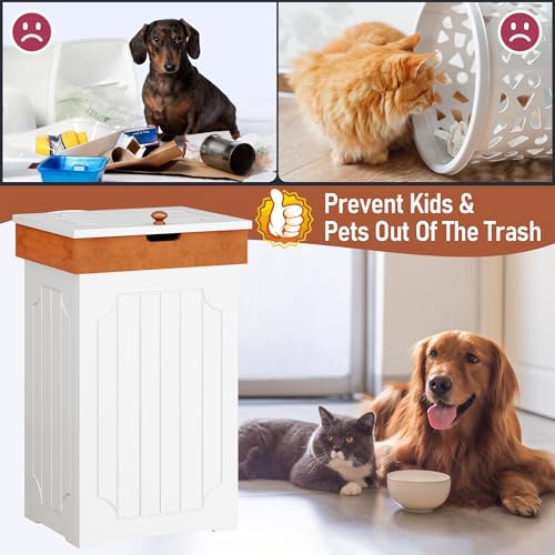 Function Home HL-CA43407-WH Trash Can Cabinet, 13 Gallon Kitchen Garbage Can, Wooden Recycling Trash Bin, Dog Proof Trash Can thumb #4