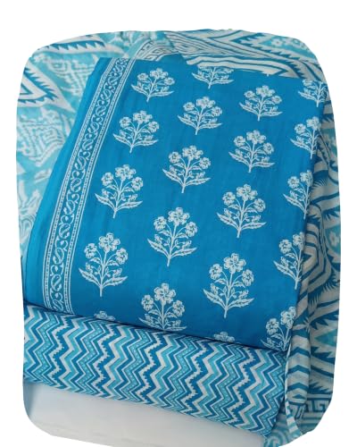 Image of DRAVINAM Trends Women's Premium Cambric Cotton Jaipuri Printed Unstitched Salwar Suit Dress Material with Mulmul Cotton Dupatta
