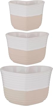 Mason Cash Rustic Charm Multi-Measure Cups Set of 3 Stoneware Measuring Cups with Debossed Heart Motif, Design for Easy Storage, 1 Cup, 1/2 Cup & 1/4 Cup, Elegant Matt & Gloss Finish