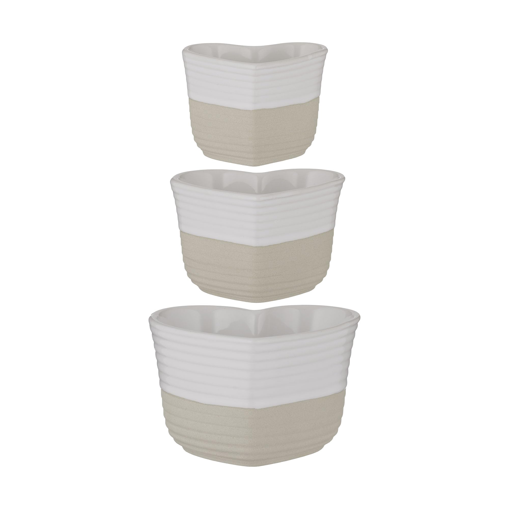 Mason Cash Set di 3 misurini in gres porcellanato con motivo a cuore inciso, design per una facile conservazione, 1 tazza, 1/​2 tazza e 1/​4 tazza, elegante finitura opaca e lucida