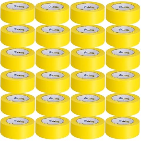 Oleitodh 22 Rolls Yellow Painters Tape Bulk 2 inch x 55 Yards, Painters Masking Tape No Residue Wall Painting Tape Artist Tape Trim Edge Finishing Tape for Wall Painting Decoration DIY Supplies Cover