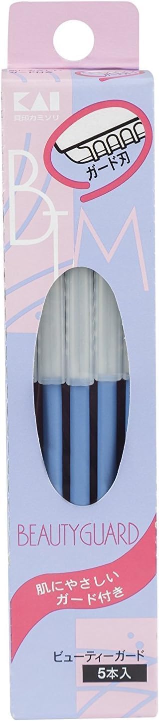 KAI Beauty Guard L-Shaped Face Razor Stainless Steel 5 Pack Blue Japan