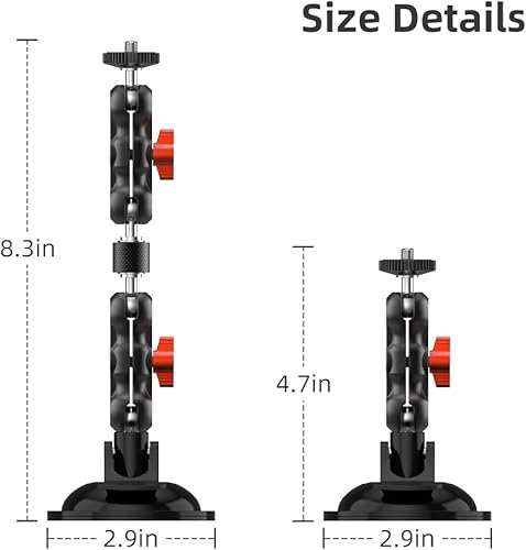 Miniatura 6 de Soporte de ventosa de metal fuerte compatible con GoPro Hero 1312111098 negro, DJI Action 43, Insta360 y la mayoría de cámaras de acción (2.9 x 2.9