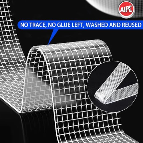 Image of AIPL Nano Grip Tape Double Sided Tape Heavy Duty, Clear Mounting Tape Picture Hanging Adhesive Strips, Wall Tape for Poster, Rug, Picture Hanging, Office&Outdoor -1 MM X 19 MM X 2 MTR