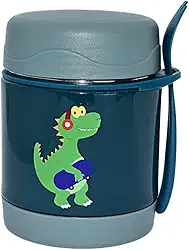 Pote Térmico Bebê Infantil 320 ml Aço Inox Com Garfo Bamboo (VERDE)