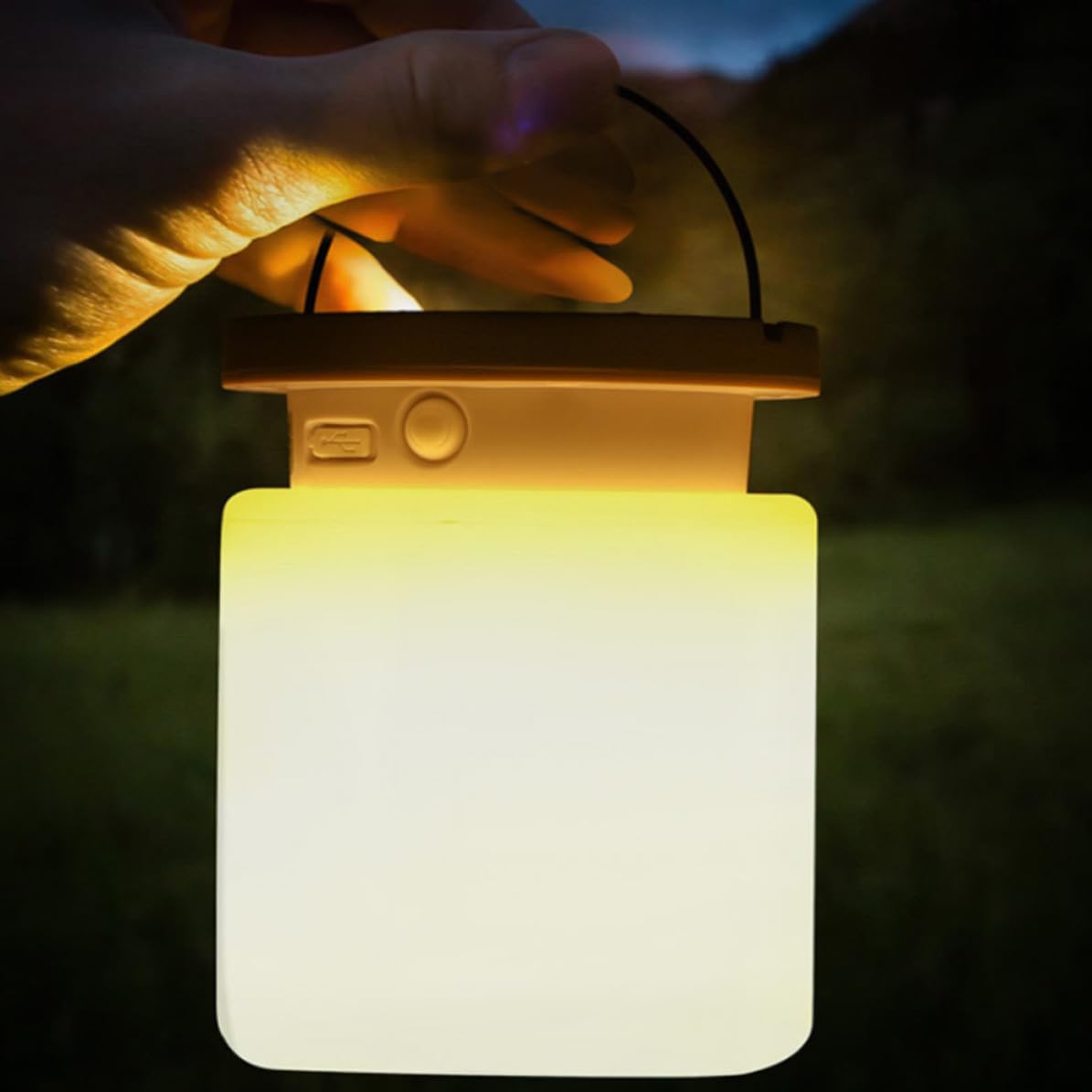 Lanterna Solare Portatile LED Bianca in Silicone per Esterno | Uso su Tavolo o Appesa a Parete, Adatta per Cortile e Campeggio, Lampada Compatta