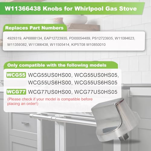 Condition photo showing New/Like New for w11366438 gas stove knobs replacement compatible with whirlpool gas range