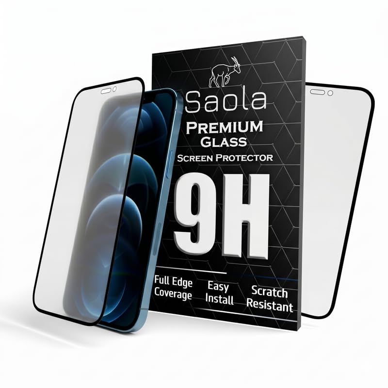 Image of Saola HD Matte Tempered Glass With 18H Hardness For Apple Iphone 12 pro max (Pack Of 2) with Hassle-less Installation Kit. Full screen Coverage. 6.7 inch