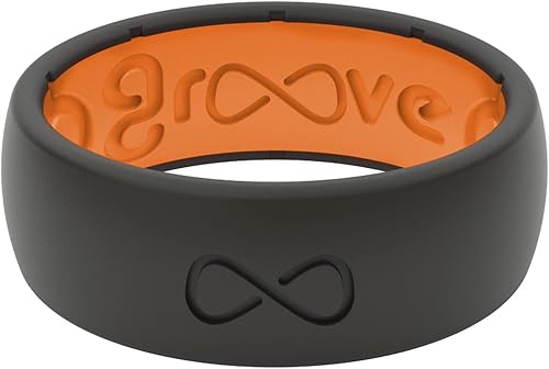 Groove Life - Anillo de boda de goma transpirable para hombres, de silicona sólida, diseño único, cobertura de por vida, anillo de ajuste cómodo