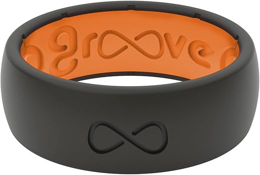 Groove Life Solid Silicone Ring Breathable Rubber Wedding Rings for Men, Lifetime Coverage, Unique Design, Comfort Fit Ring