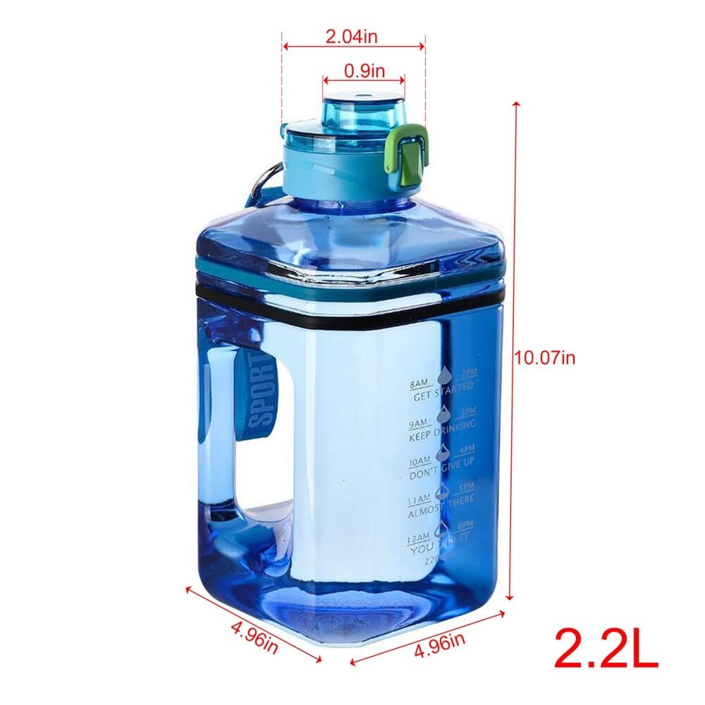 2,2 l großer Kapazität Sportwasserflasche hüpfen Strohwasserbecher mit Zeitskala Camping -Reise -Trinkflasche Outdoor -Sportarten Geschenke (Color : White)