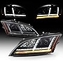 AKKON - Fits 2008-2014 Audi TT Quattro [HID/Xenon w/AFS] LED Sequential Signal Bar Projector Black Headlights Pair Left + Right