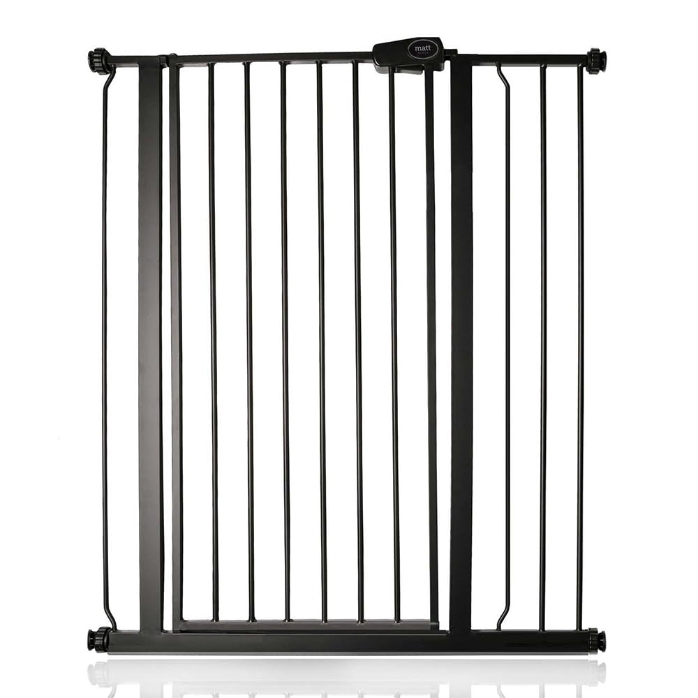 Bettacare Extra Hohes Sicherheitsgitter für Kinder und Hunde, 87.9cm - 95.5cm, Mattschwarz, Extra Hohes Babygitter von 104cm Höhe, Druckmontage-Sicherheitsgitter für Treppen