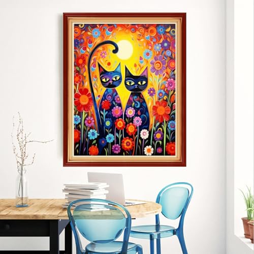 Image of Magxvouy Cross Stitch Kits Stamped Full Range of Embroidery Kits,Cross Stitch Patterns Needlework Kits for Beginners 11CT Printed Kits&Magical Cat 16x20 inch