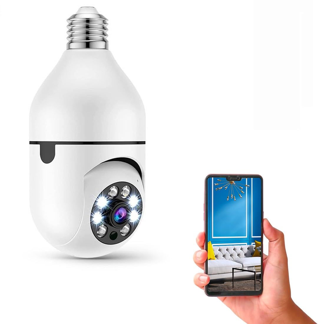 Mediawave Store - 4 pz Telecamera Wi-Fi, Camera Nascosta, Lampada Esterno, Interno, Lampadina Zoom Cam, Sicurezza Casa, Visione Notturna,Audio Bidirezionale, Controllo da Remoto