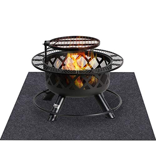 Fire Pit Mat—Gas Grill Mat,Retardant，Heat Resistant，Ember Mat，Electric Smoker Mat，Under The Stove， Protect Your Deck, Terrace, Lawn Or Campground From Embers，Reusable，Waterproof Backing (36" X 50") #TOP4