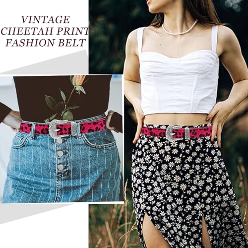 Leopard Print Belt for Woman, Faux Leather Chic Belts for Jeans Pants Animal Print Country Belt Women's Accessories3