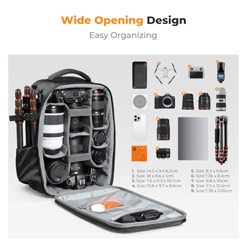 Image of K&F CONCEPT Camera Backpack,Hardshell Photography DSLR Camera Bag with 15-15.6 Inch Laptop Compartment Waterproof Hard Shell Camera Case