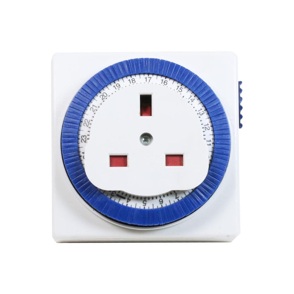 Mr.gadget's Solutions White Timer Switch Square | 24 Hour Segment Timer Light Switch | Plug|